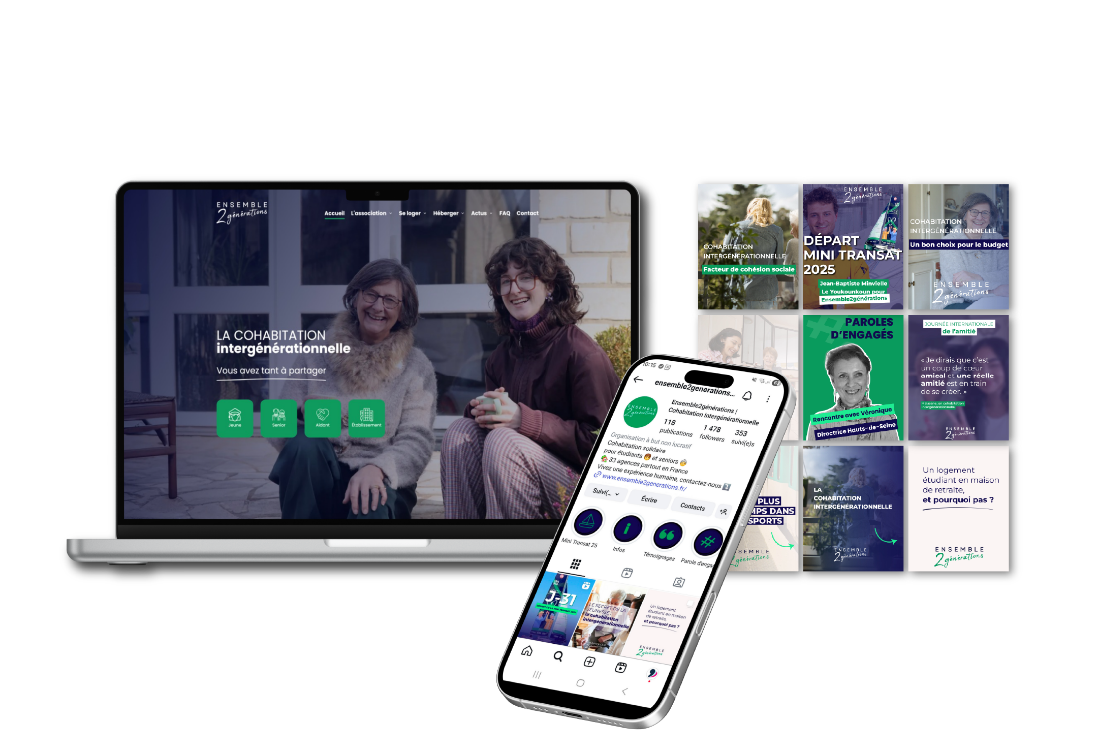 Site et internet et réseaux sociaux pour Ensemble2générations