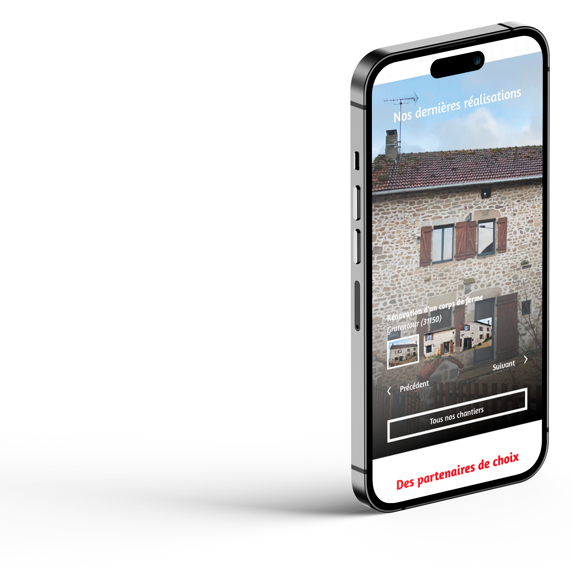 Mock up du site internet d'Occ'Fermetures sur mobile