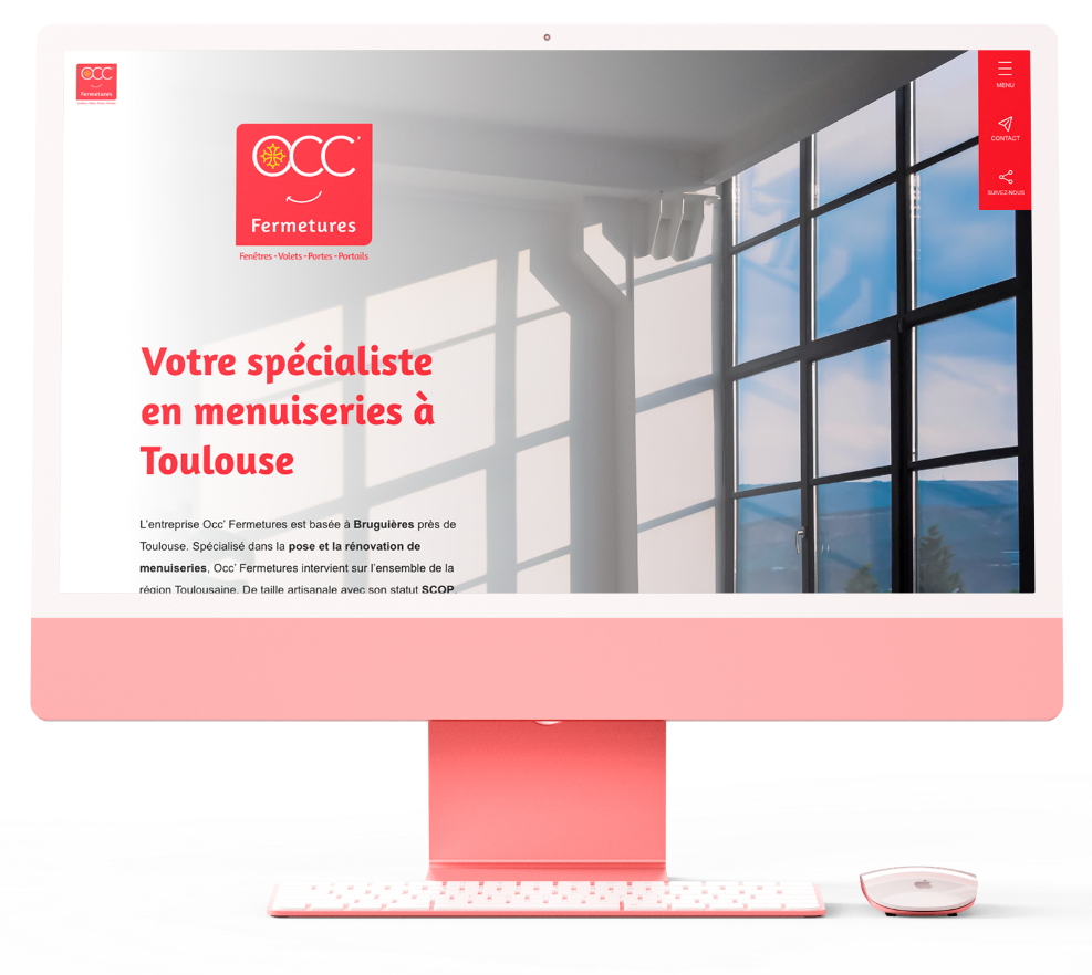 Mock up du site web d'Occ'Fermetures sur ordinateur