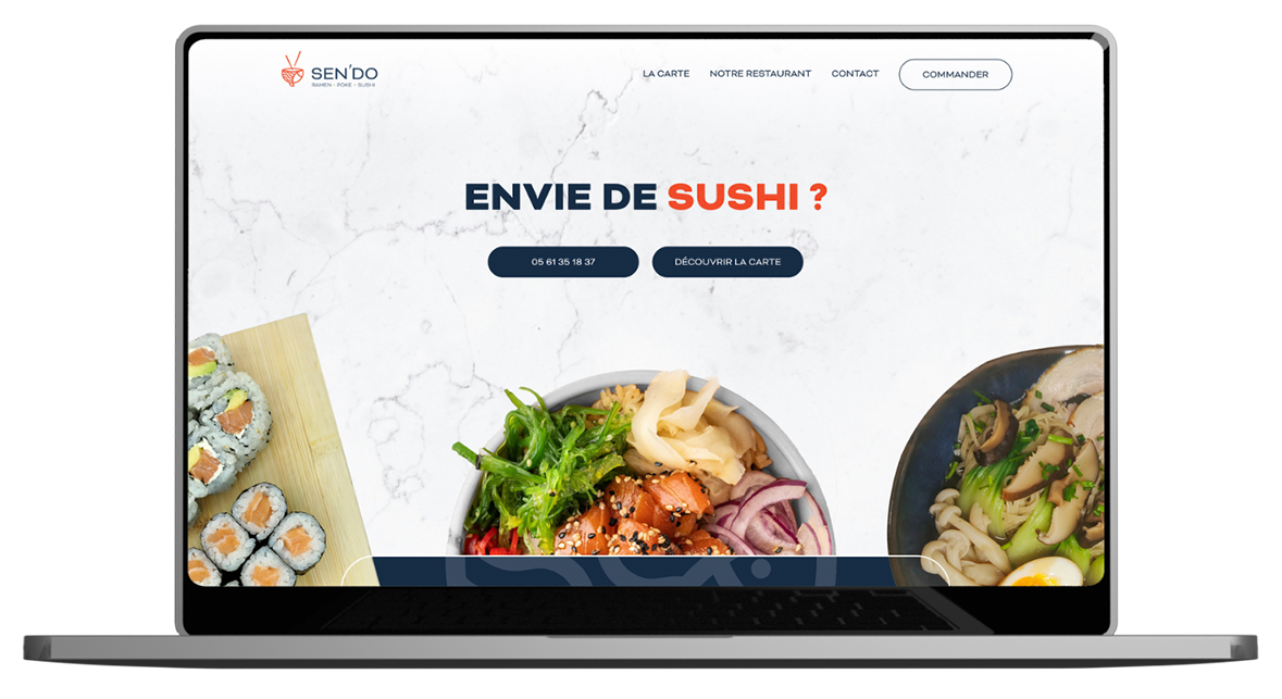 Création de site web pour le restaurant japonais Sendo par l'agence de communication toulousaine Pitxucom